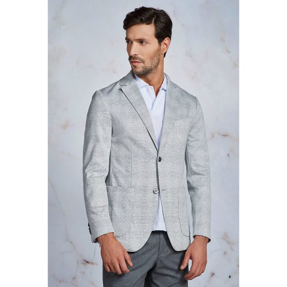 Paul Taylor Mens Linen Cotton Silk Blend Blue Heather Blazer Jacket Sprotscoat - Picture 10 of 14